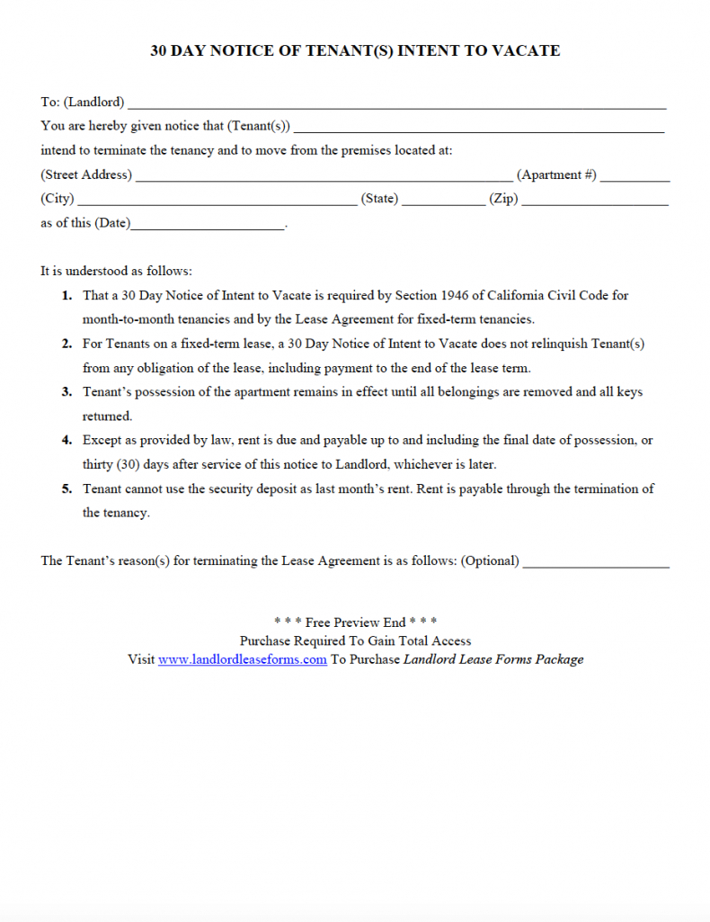 Best 30 Day Notice To Vacate Texas Template Pdf Sample