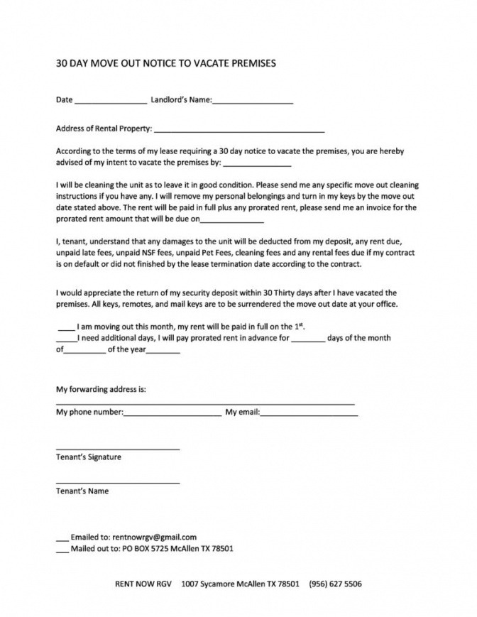 Best Landlord Tenant 60 Day Notice To Vacate Template Pdf Example