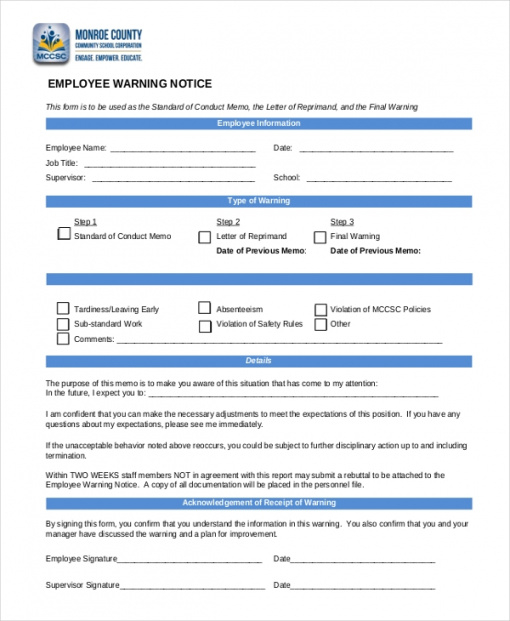 Best Safety Violation Notice Template Word Sample