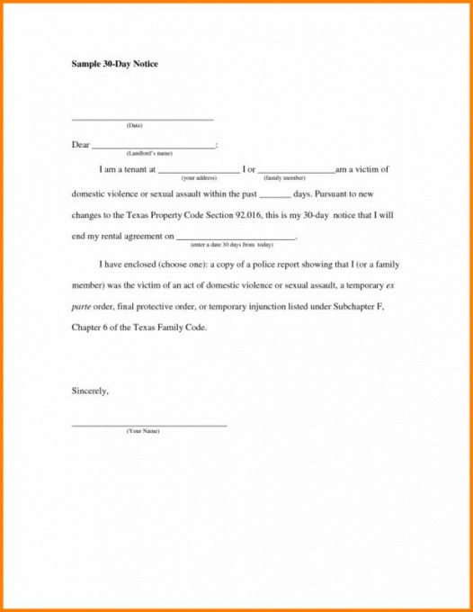 Costum 30 Day Written Notice To Vacate Template Pdf Example