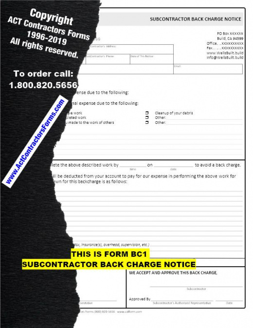 Costum Construction Back Charge Notice Template Excel Example