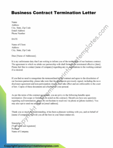 Costum Contract Cancellation Notice Template  Sample