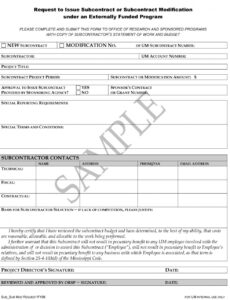 Costum Contract Modification Notice Template Excel Example