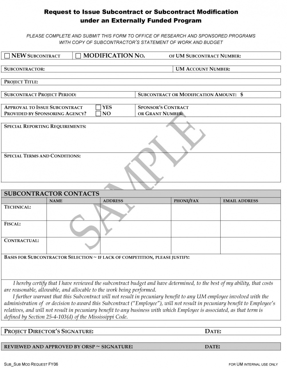Costum Contract Modification Notice Template Excel Example