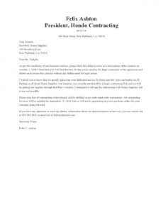 Costum Contract Termination Notice Template  Example