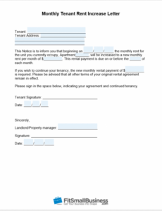 Costum Raise Rent Notice Template Doc Example