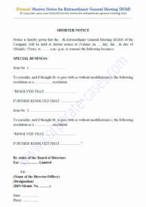 Costum Shareholders Meeting Notice Template  Example