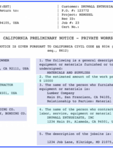 Editable 20 Day Preliminary Notice Template Doc Example