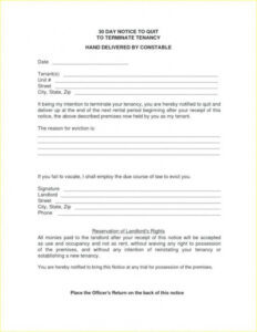 Editable 30 Day Notice For Landlord Template Pdf