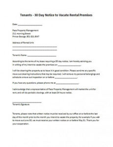 Editable 30 Days Notice Letter To Landlord Template Pdf