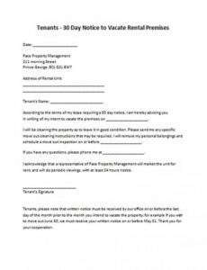 Editable Days Notice Letter To Landlord Template Pdf Tacitproject