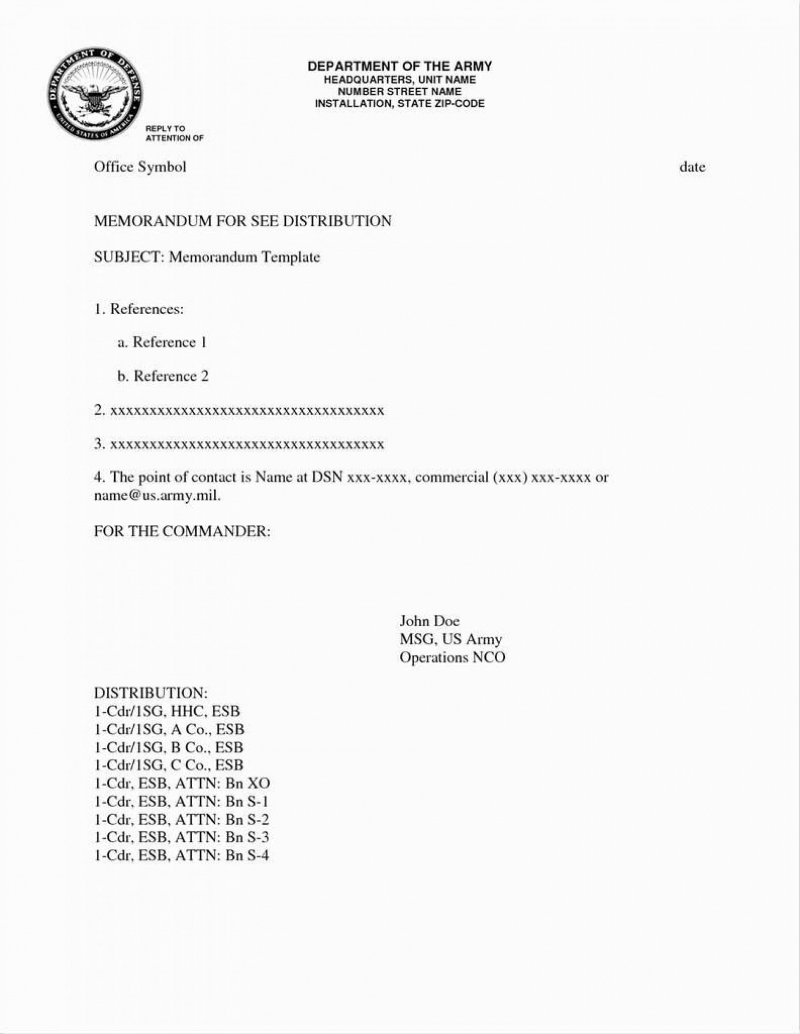 Editable Army Information Memorandum Template Word Tacitproject 