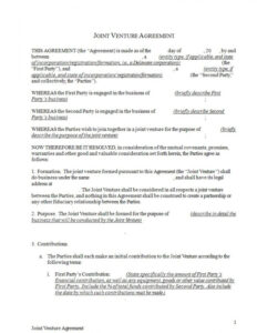 Editable Joint Venture Memorandum Of Understanding Template Pdf Sample