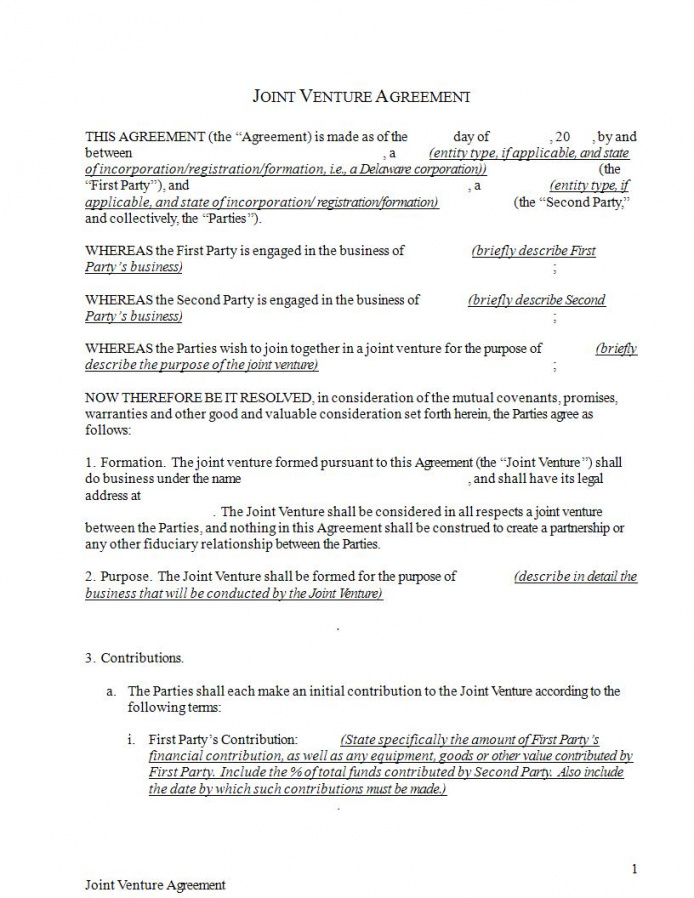 Editable Joint Venture Memorandum Of Understanding Template PDF Sample