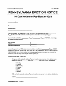 Free Failure To Pay Rent Notice Template Pdf