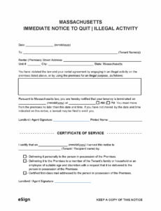 Free Massachusetts Notice To Quit Template Word Sample