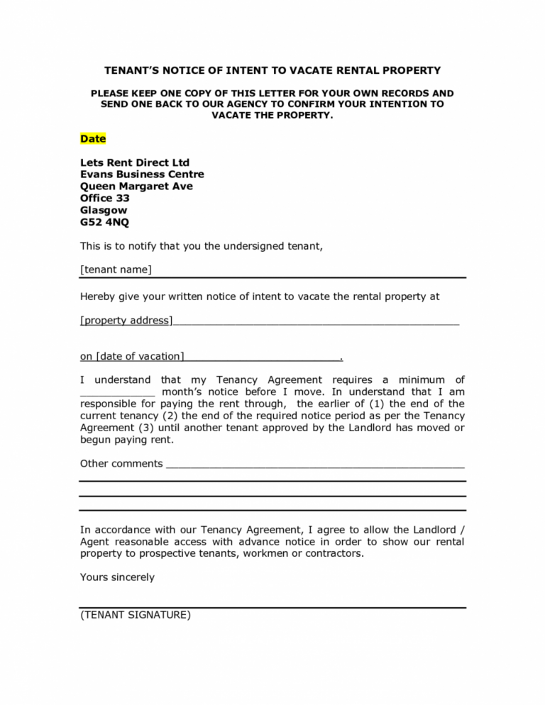 Landlord Repair Notice To Tenant Template Word Example - Tacitproject