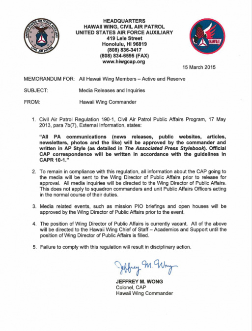 Printable Civil Air Patrol Memorandum Template Doc