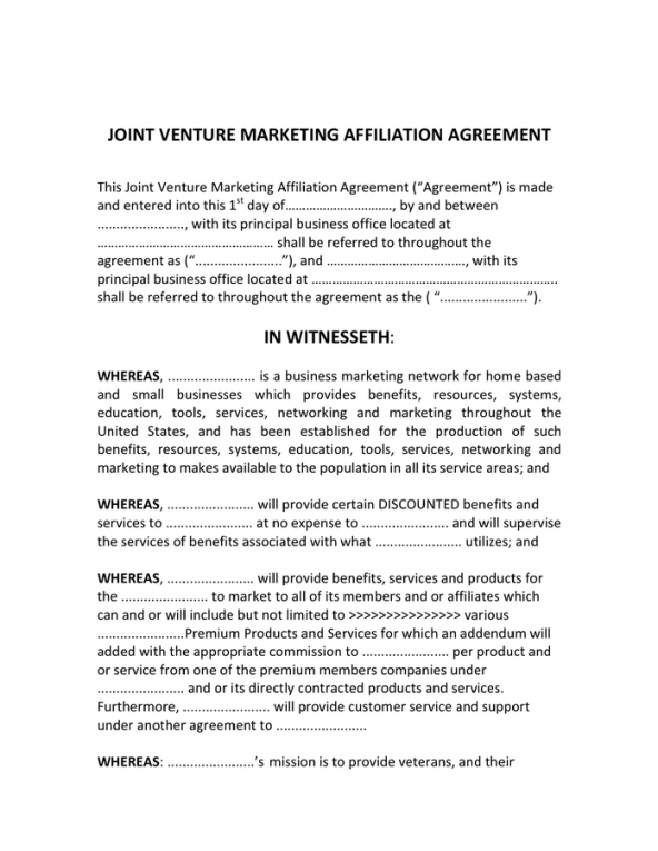 Printable Joint Venture Memorandum Of Understanding Template Doc Example