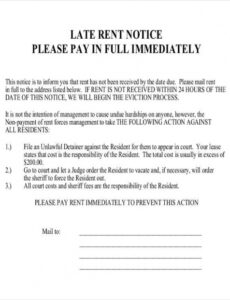 Printable Late Fee Notice Template  Example