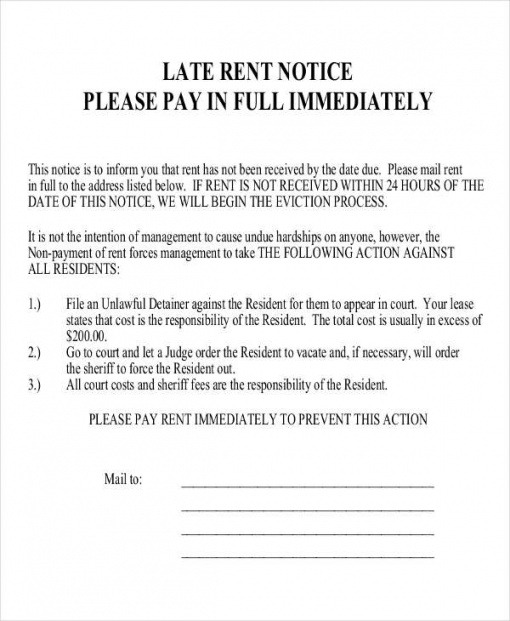 Printable Late Fee Notice Template  Example