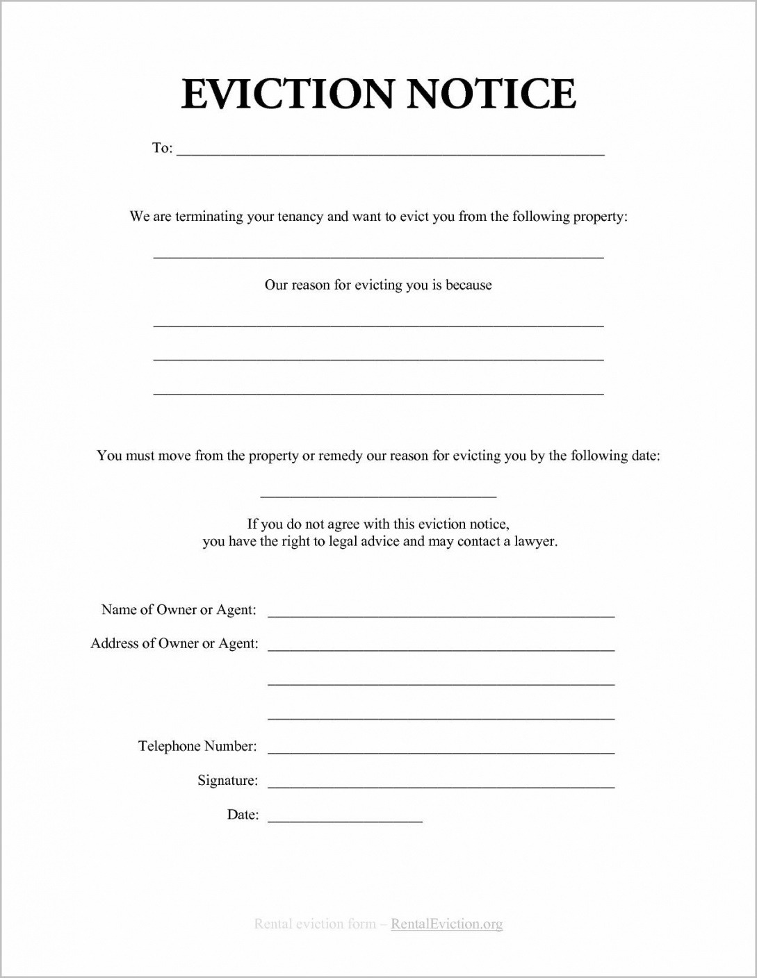 Printable Pre Eviction Notice Template Doc Example
