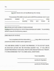 Printable Pre Eviction Notice Template Pdf Example