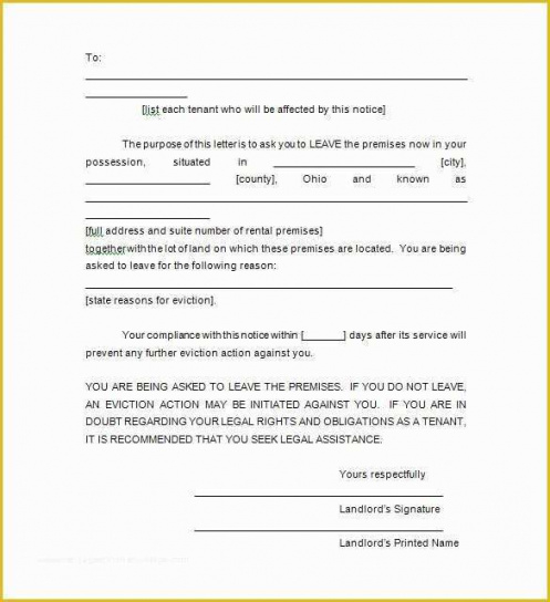 Printable Pre Eviction Notice Template Pdf Example