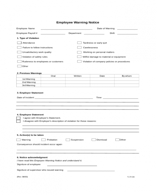 Printable Safety Violation Notice Template Word