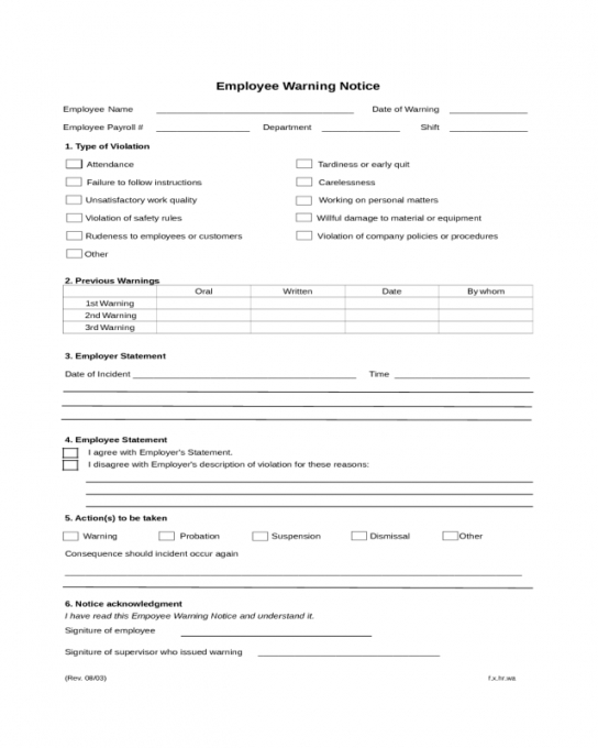 Printable Safety Violation Notice Template Word Tacitproject 2051