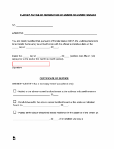 Printable Tenancy Termination Notice Template Doc Sample