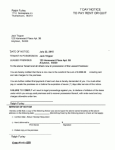 Professional Failure To Pay Rent Notice Template Doc