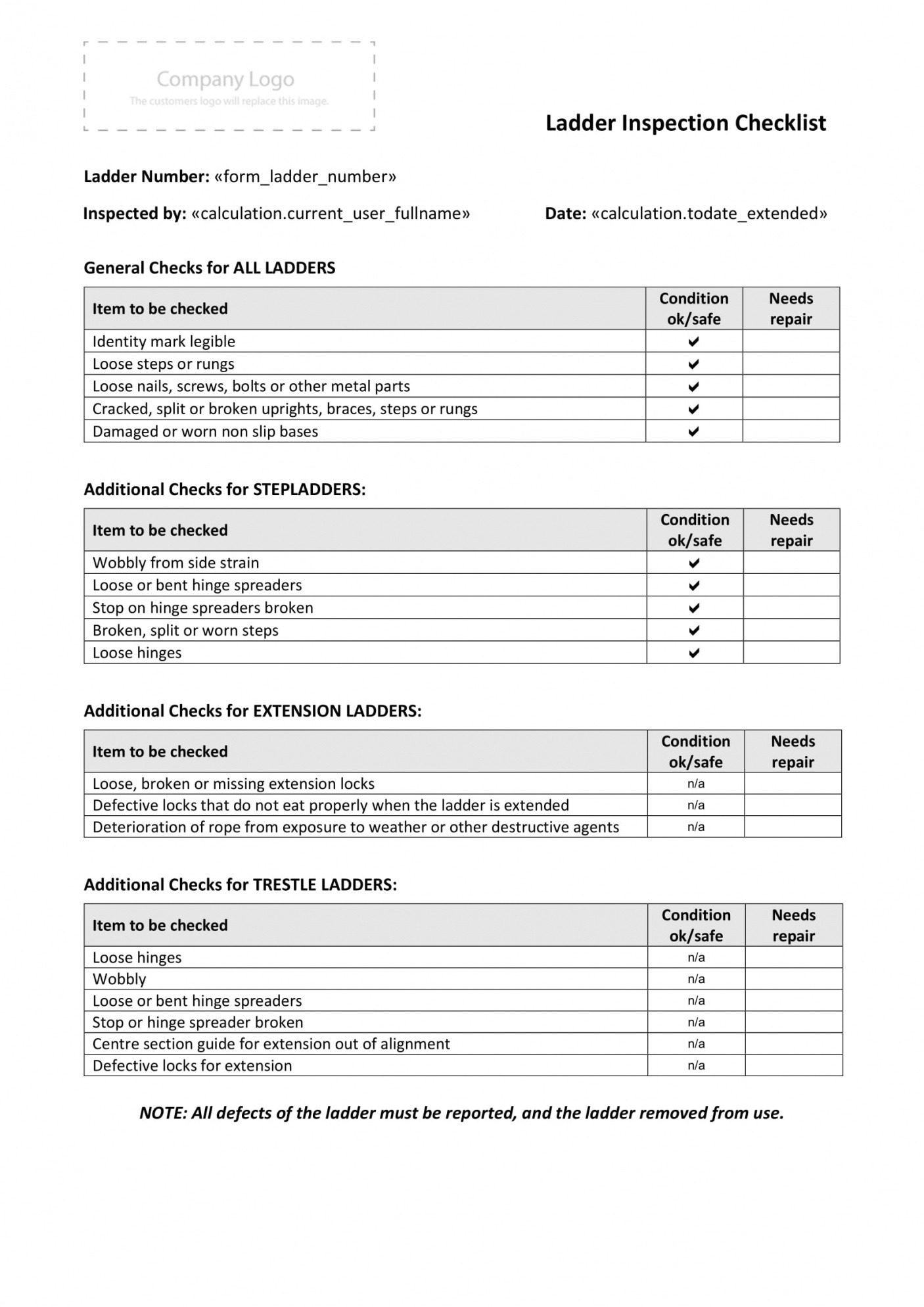 Temporary Works Register Template  Example