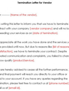 Vendor Termination Notice Template Excel Sample