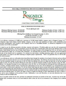 Printable Private Placement Memorandum Real Estate Template Excel Example