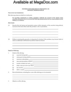 Costum Offering Memorandum Investment Template Word