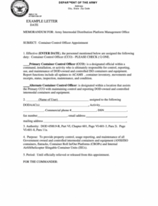 Editable Army Memorandum Of Agreement Template Doc Example