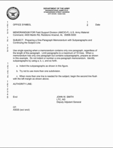 Editable Army Memorandum Of Soldier Agreement Template