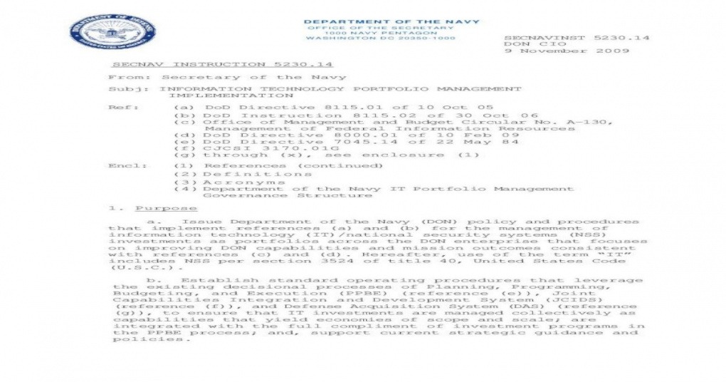 Editable Department Of The Navy Memorandum Template Doc Sample