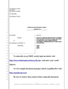 Editable Memorandum Of Law In Support Of Motion To Dismiss Template Excel Sample