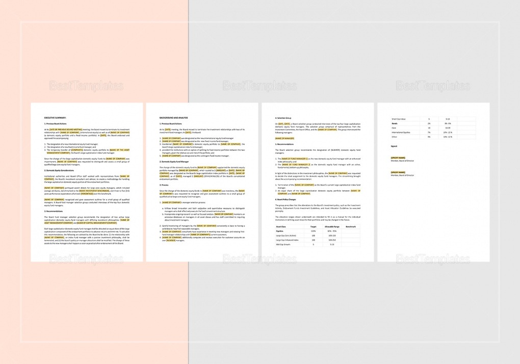 Editable Private Equity Information Memorandum Template Doc