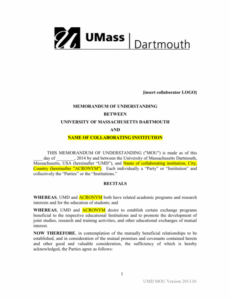 Editable University Memorandum Of Understanding Template Pdf Sample