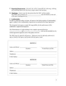 Printable Business Memorandum Of Understanding Template Pdf