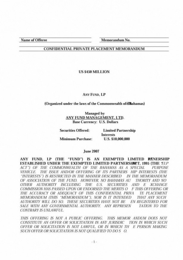 Free Private Equity Investment Memorandum Template Pdf Example