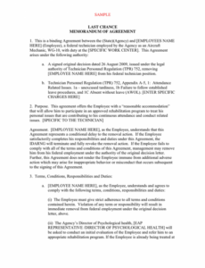 Printable Final Chance Memorandum Education Template Pdf Example