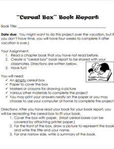 Best Cereal Box Book Report Template Pdf Sample