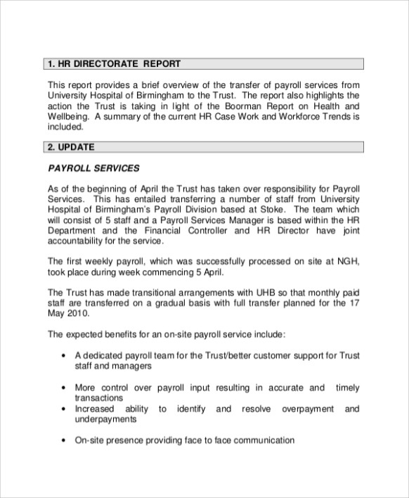 Best Hr Report Template Doc Sample