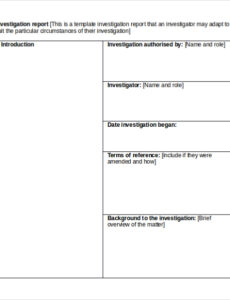 Best Investigation Report Template Excel Sample