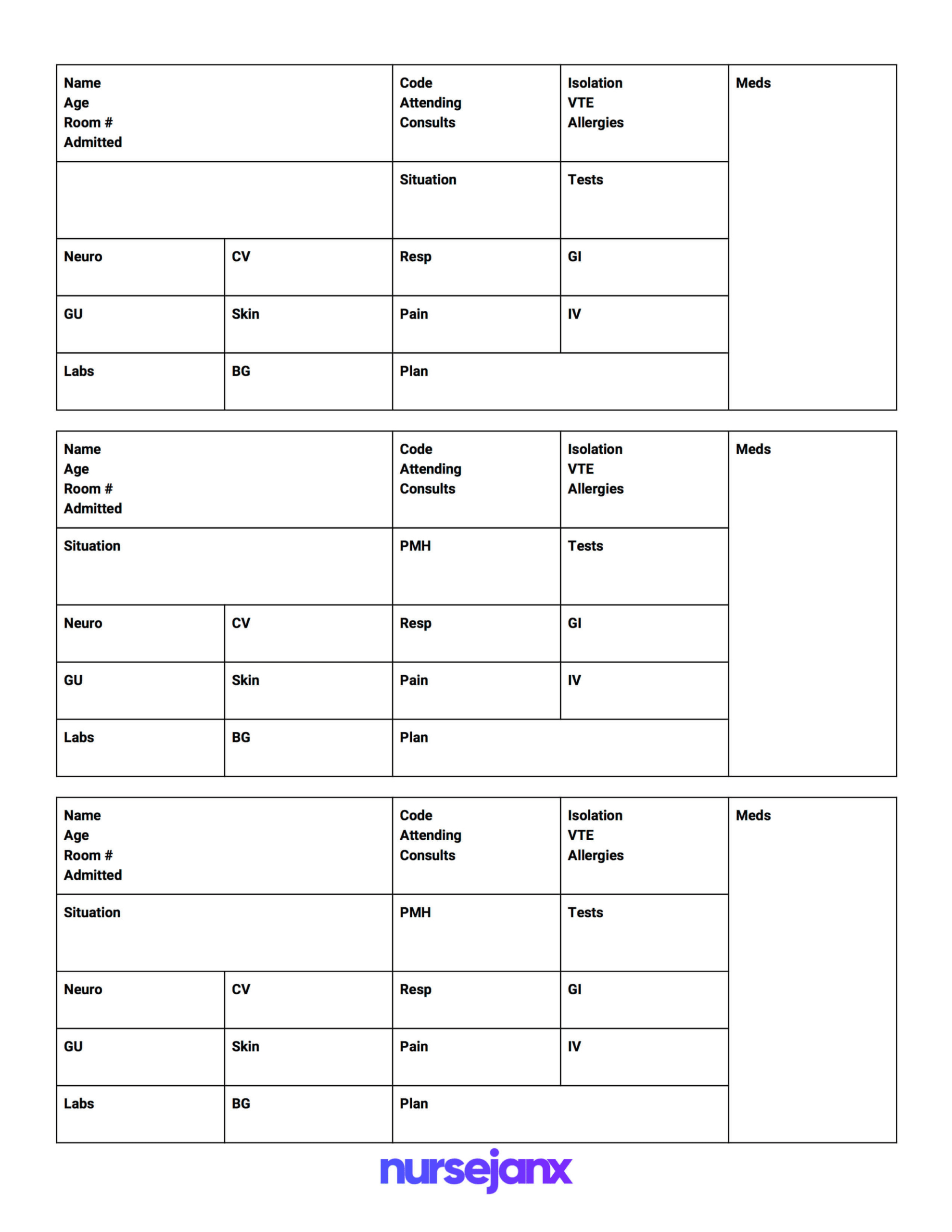 Best Nurse Report Sheet Template Word Sample