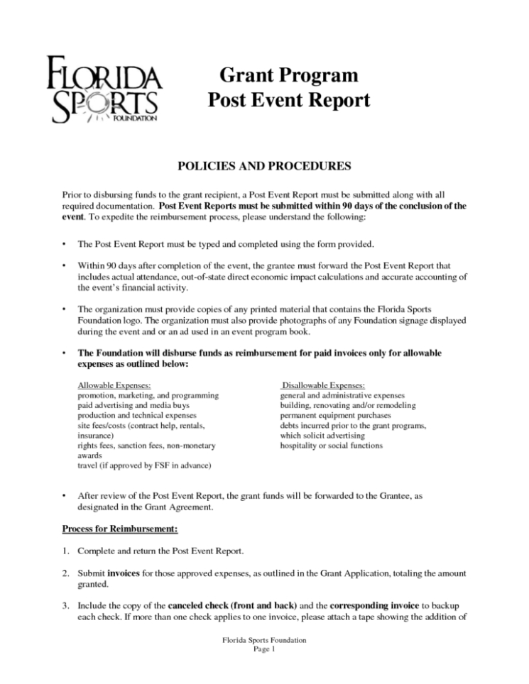 Best Post Event Report Template Word